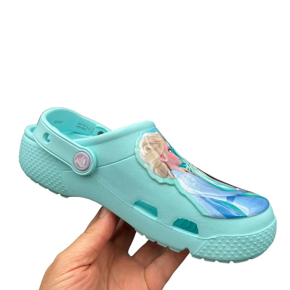 Crocs Disney Frozen 2 Youth Girls Slip on Clogs Size 3 (J3) Ice‎ Blue-Multi